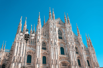 Fototapeta na wymiar spire of the cathedral of Milan in Italy