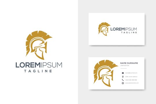 Gold spartan helmet luxury logo vector