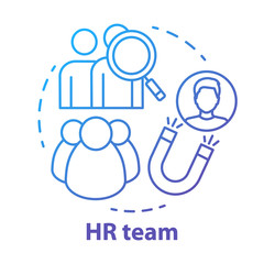 HR team concept icon. Employment service, recruitment idea thin line illustration. Staff search and human resources management. Candidate sourcing. Vector isolated outline drawing