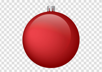 Red Christmas ball on isolated background - vector illustration