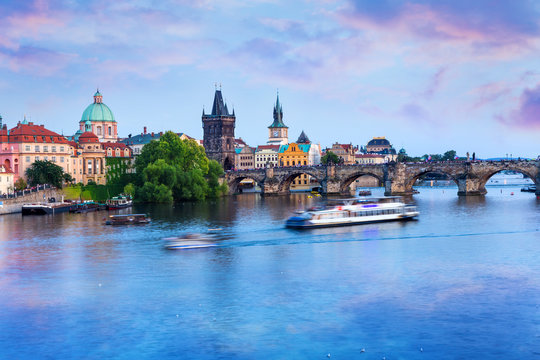 Charles Bridge in the blue hour, Prague, Czech Republic