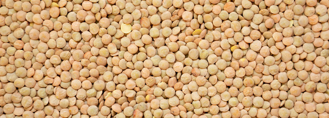 Organic green lentils background, overhead view. Close-up.