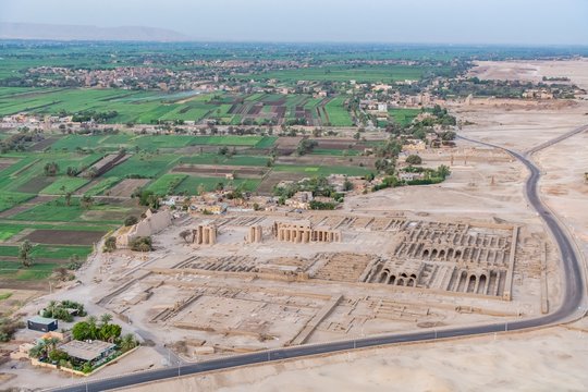 Aerial view of Ramesseum, Luxor, Egypt