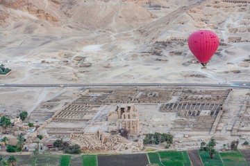 Aerial view of Ramesseum, Luxor, Egypt