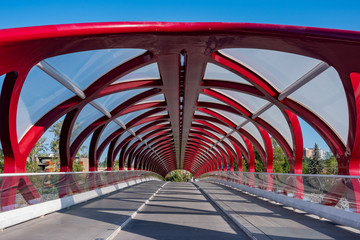 Morning view of the famous red Peace Bridge