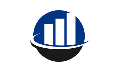 Modern abstract financial growth chart with upward trend inside a circular emblem