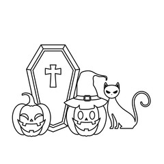pumpkins with cat and icons halloween