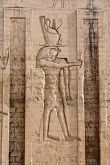 Main entrance pylon to the Horus Temple in Edfu, Egypt