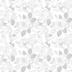 roses pattern seamless tile repeatable, vector texture illustration