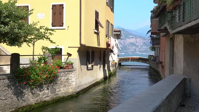 Idyllic view at Cassone di Malcesine, beautiful village on Lake Garda. Veneto, Province of Verona, Italy.