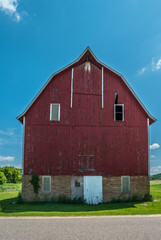 Big red barn front facing