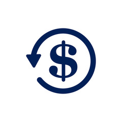 Obraz premium Chargeback icon symbol, return money isolated on white background. Vector illustration