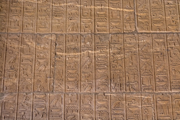 Wonderfully presereved hieroglyphs, Temple of Isis on Agilkia island (moved from Philae island), Aswan, Egypt