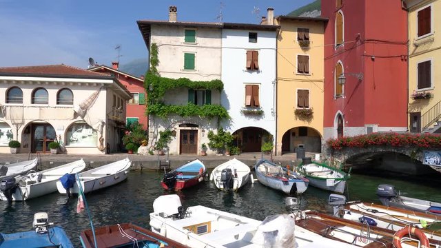Idyllic view at Cassone di Malcesine, beautiful village on Lake Garda. Veneto, Province of Verona, Italy.