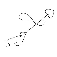 Love arrow isolated on white. Sketch illustration . Logo Arrow . Print