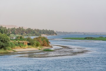 Bank of Nile river seen during touristic cruise, Egypt