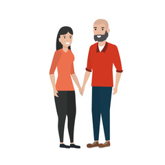 Couple of woman and man cartoon design