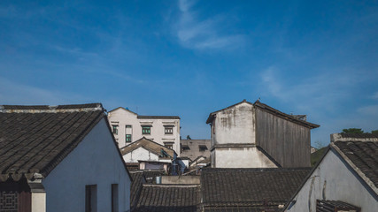 Fototapeta na wymiar Rooftops of traditional Chinese houses in Nanxun, Zhejiang, China