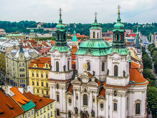 Fototapeta na wymiar Aerial view of the Church of St. Nicholas in Prague, Czech Republic
