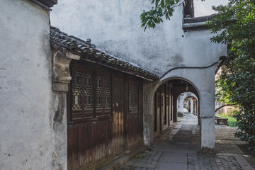 Fototapeta premium Street and houses in old town of Nanxun, China