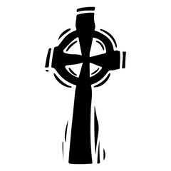 Creepy wooden cross hand drawn silhouette illustration