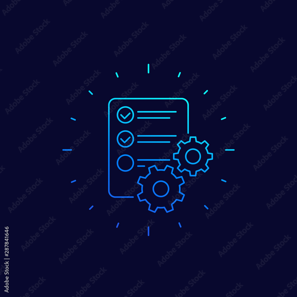 Poster data processing icon, linear vector