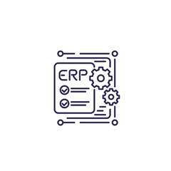 ERP, enterprise resource planning icon, line design