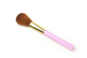 makeup tool brush , false eye lashes on white background 