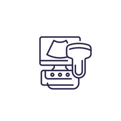 ultrasound machine icon on white, line