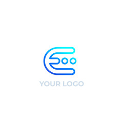 vector logo, E letter, linear design