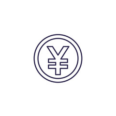 Yen coin vector line icon