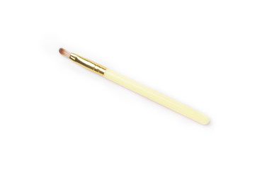 makeup tool brush , false eye lashes on white background 