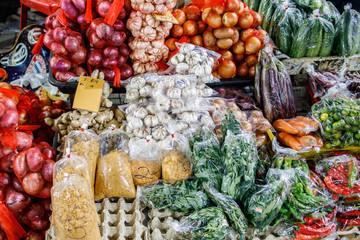 A Variety of Vegetables for Sale in Local Market in Borneo.