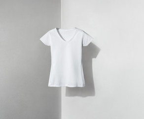 White T-shirt for Lady on Shadowed Background