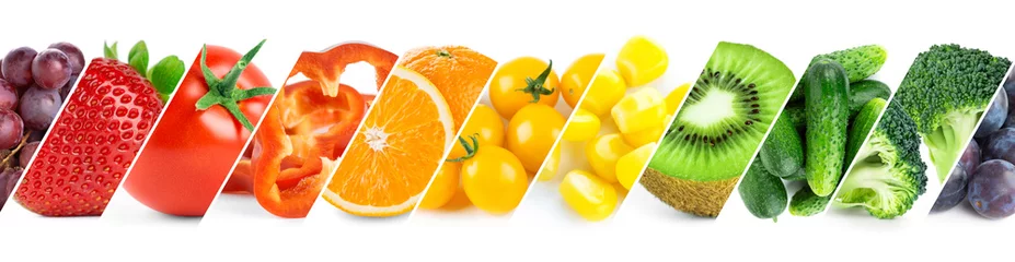Stof per meter Verse groenten Fruit en groenten. Vers rijp voedsel