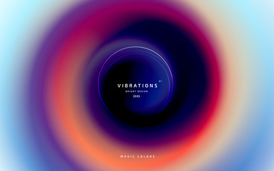 Liquid abstract background with colorful smooth flow of colors. Beautiful blurred backdrop with fluid gradient. Twisted design with gradual blend between shades. Vector template of cover, presentation