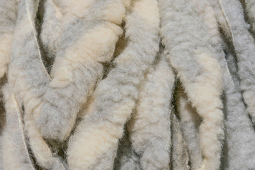 Processed pieces of sheep skin. Workpieces for work.