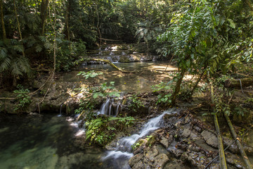Long exposure in Cascades before arriving at the Palenque temple. Yucatan, Mexico