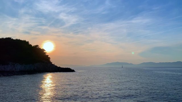 Sunset over Mljet Island in Croatia background