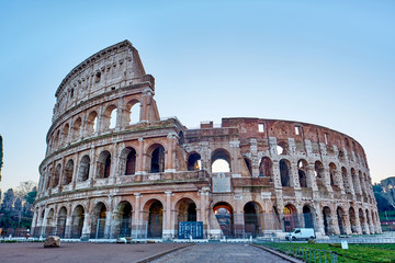 Fototapeta na wymiar Colosseum at sunrise in Rome, Italy