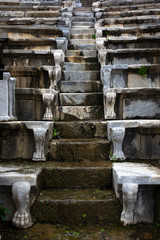 Izmir / Turkey - April 13 / 2019 : Stairs with the goat leg sides at metropolis ancient city 