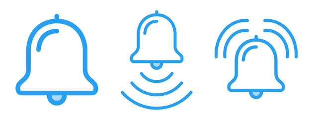 Bell ring icons vector line art illustrations