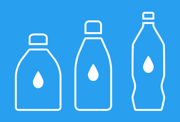 Water bottle line art vector icon with drop symbol