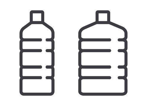 Plastic water bottle vector line art icon