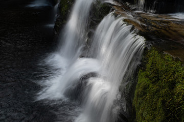 Long exposure shot of waterfall, in the Brecon Beacons, Wales scenic waterfall with flowing water