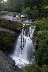 Long exposure shot of waterfall, in the Brecon Beacons, Wales scenic waterfall with flowing water