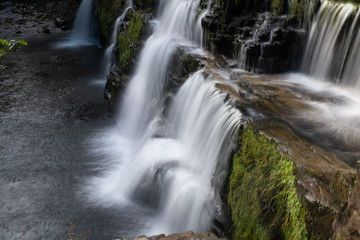 Long exposure shot of waterfall, in the Brecon Beacons, Wales scenic waterfall with flowing water
