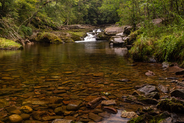 Long exposure shot of waterfall, in the Brecon Beacons, Wales scenic waterfall with flowing water