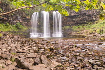 Long exposure shot of waterfall, in the Brecon Beacons, Wales scenic waterfall with flowing water