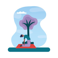 Girl doing yoga pose vector design